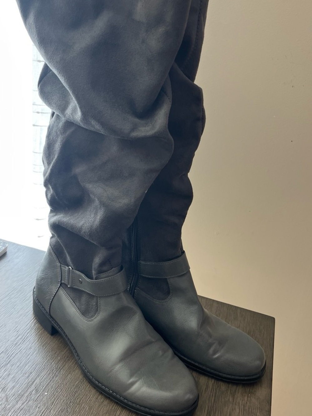 A2 By Aerosoles Black Tall Knee Leather Boots, 11W